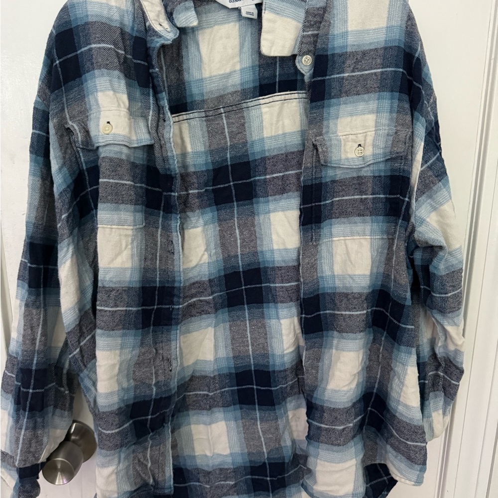 Old Navy Blue and White Checkered Shirt
